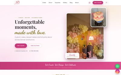 A bilingual website for a Denver cake and party decor business - Website Creation