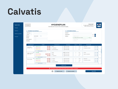 Calvatis Calgonit Industrial - hygiene plan tool - Software Entwicklung