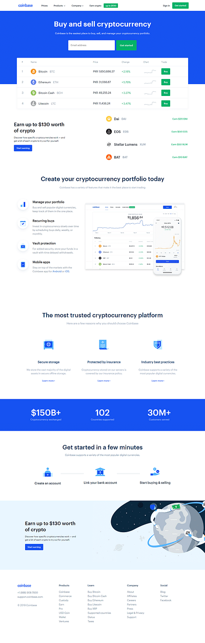 Coin Base Cryptocurrency - Website Creation