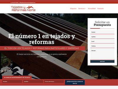 Diseño de sitio web para Tejados y Reformas Norte - Creación de Sitios Web
