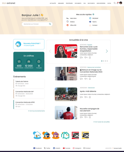 Aprolliance - extranet franchisés - Création de site internet