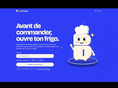 Site de pré-lancement de l'application BackFridge - Création de site internet