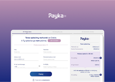 Payka - Buy now, pay later service - Webanwendung