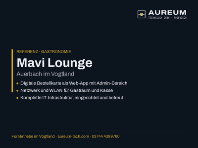 Mavi Lounge Auerbach: Bestellkarte, Netzwerk und IT für eine Bar - Cloud Services