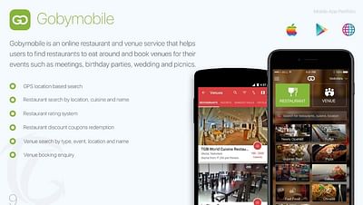 Web & Mobile App - GobyMobile Restaurant Finder - Application mobile