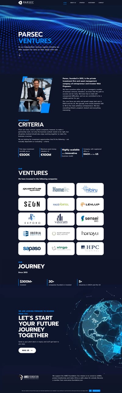 Parsec Investment | Relaunch - Onepager - Creación de Sitios Web