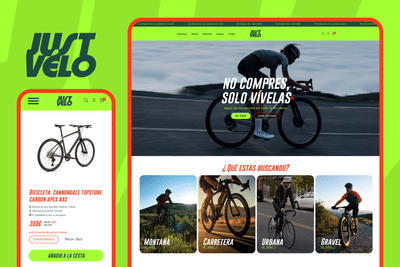 Diseño y desarrollo de tienda para renting en Shopify | JustVélo - Website Creation