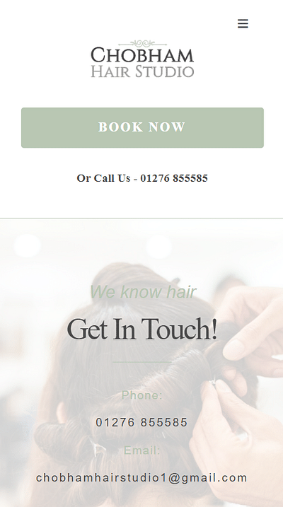 A brand new website design for Chobham Hair Studio - Création de site internet
