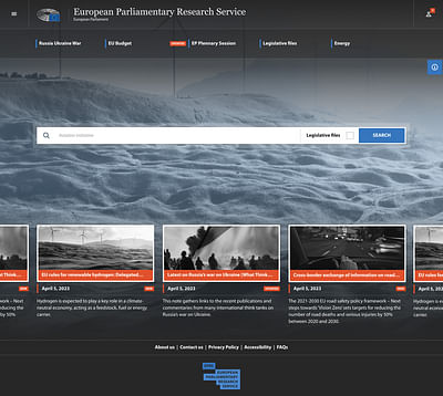 Design site de la DG EPRS du parlement Européen - Website Creation