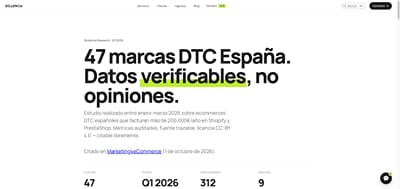 Sellencia Research Q1 2026: 47 marcas DTC en España - Webanalytik/Big Data