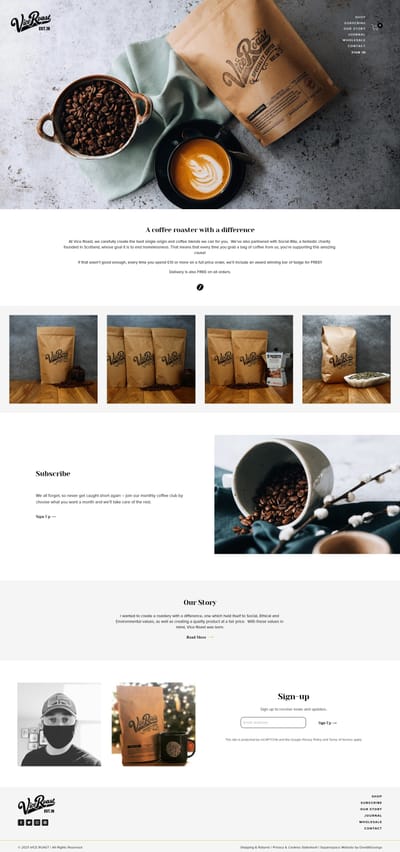 New Squarespace Website for Vice Roast - E-commerce