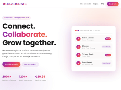 Kollaborate: platform en mobiele app voor merken en creators - Ergonomie (UX/UI)