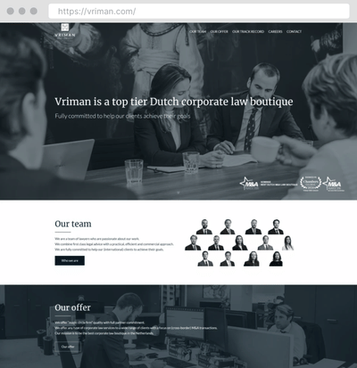 Zakelijke website voor Vriman M&A Lawyers - Website Creatie