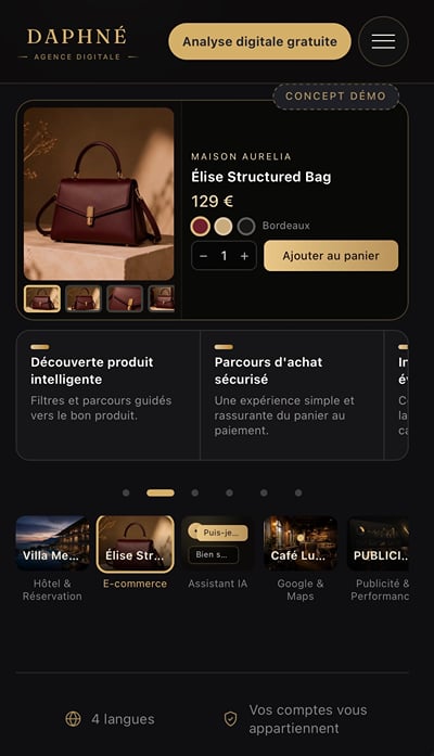 Agence Daphné — Site web multilingue et portfolio Studio - Website Creation