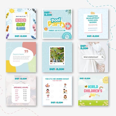 Brand identity for Baby in Bloom Nursery & Pre-school - Social Media