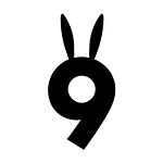 9 friendly white rabbits logo