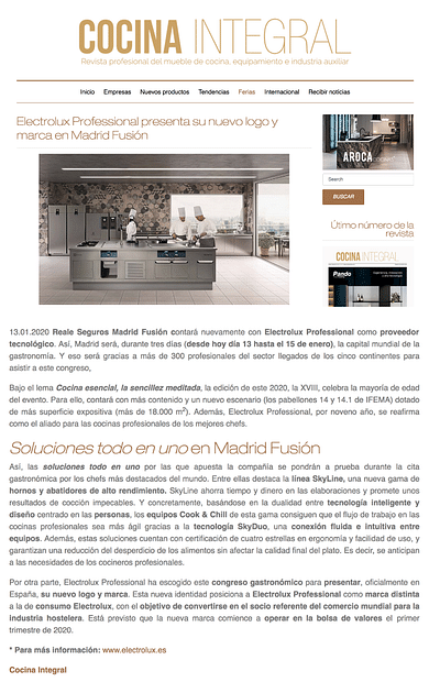 Campaña medios para Electrolux - Madrid Fusión - Relaciones Públicas (RRPP)