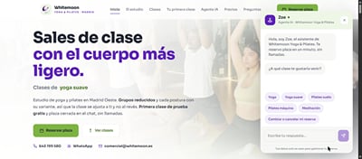 Demo: web de estudio de yoga y pilates con agente IA - Intelligence Artificielle