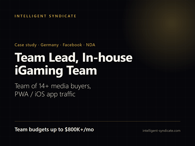 Team Lead, In-house iGaming Team: 14+ Buyers, Up to $800K+/Month - Social Media