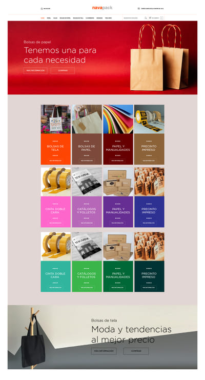 Diseño de Tienda Online Navapack - Diseño Gráfico
