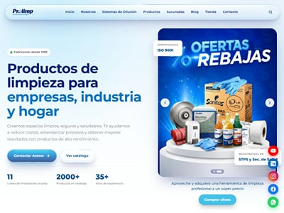 Prolimp: corporate website with product catalog and CMS - E-commerce