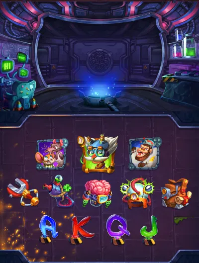 Dr. INSANE BRAIN (NO AI) slot game art & animation - Motion Design
