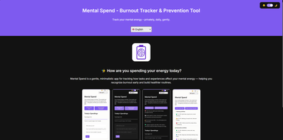 Mental Spend: Privacy-first burnout self-awareness tool - Software Ontwikkeling