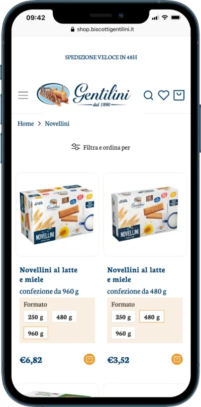 Biscotti Gentilini E-commerce Shopify e piattaforma digitale integrata - Branding & Posizionamento