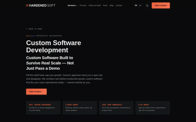 Hardened Soft JS website - Website Creatie