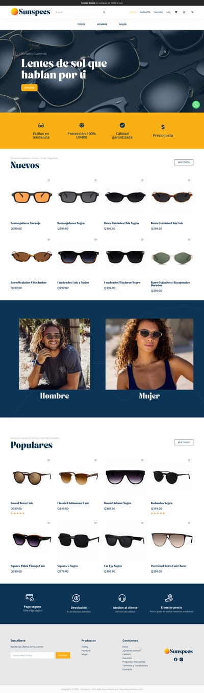 Sitio web Sunspecs.com.gt - Website Creatie