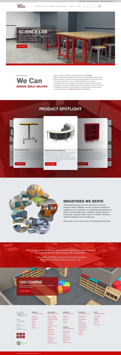 WB Manufacturing Website Redesign - Creación de Sitios Web