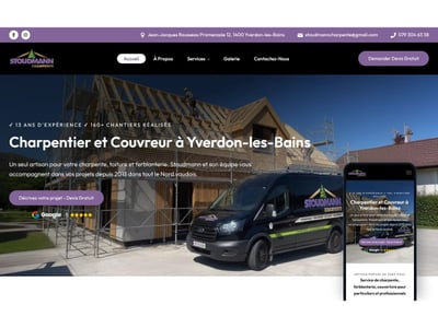 Stoudmann Charpente : score SEO de 34 à 95, chargement divisé par 4 - Webseitengestaltung