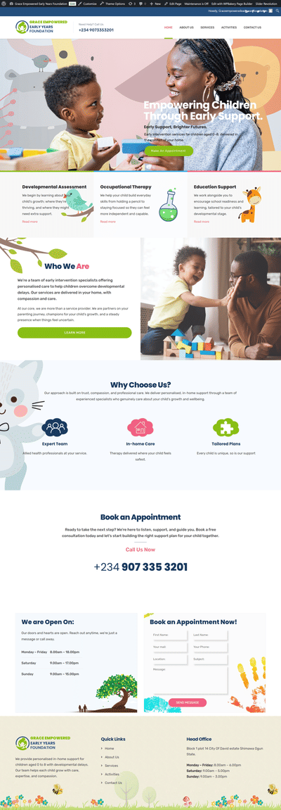 Grace Empowered Early Years Foundation - Création de site internet