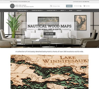 Nautical Wood Maps Redesign - E-commerce