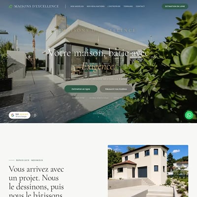 Site du constructeur de maisons Maisons d'Excellence (Ain) - Référencement naturel