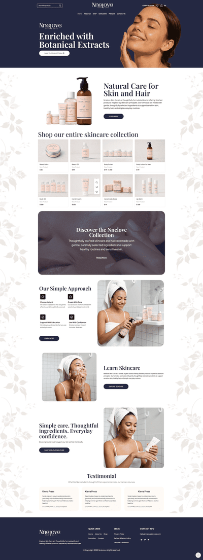 Nnelove Skin Care — E-Commerce Website Design & Development - Website Creation