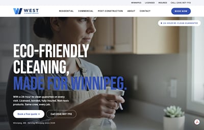 West Cleaning Service: Winnipeg Website Design - Website Creatie