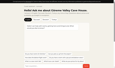 Hotel guest assistant concept (Concept project) - Website Creation