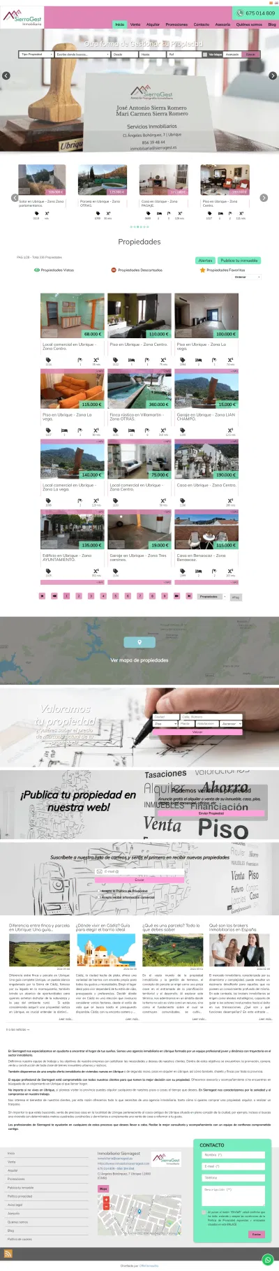 Desarrollo y diseño Web Inmobiliaria SierraGest - Creación de Sitios Web