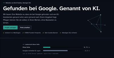 Messbar schnelle Firmenwebsites für Suchmaschinen & KI-Assistenten - Application web
