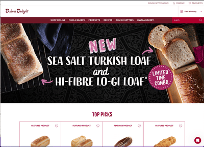 Baker's Delight eCommerce Website - E-commerce