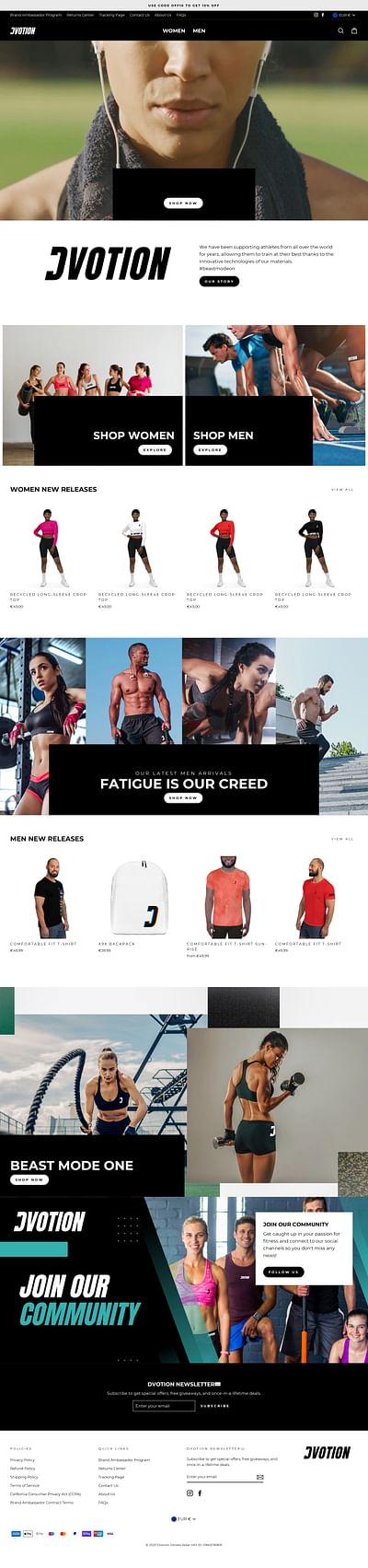 Dvotion Fitness Wear | UI/UX Design & Branding - Marketing