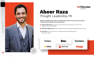 Abeer Raza Thought Leadership PR - Relations publiques (RP)