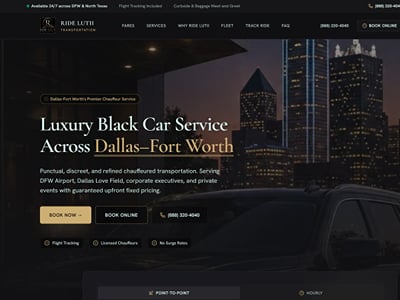 Chauffeur booking site with live fares - Website Creation