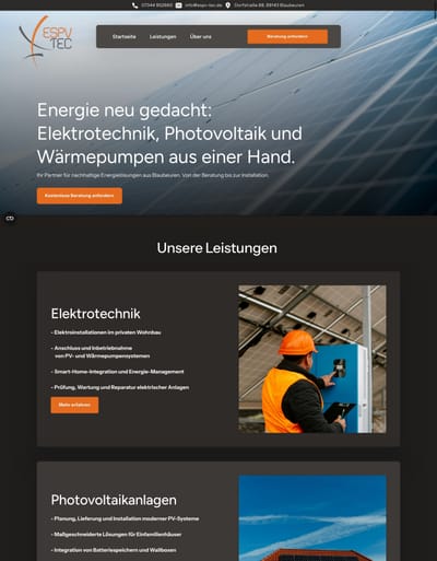 Webseite für Photovoltaik-Anbieter - Webseitengestaltung