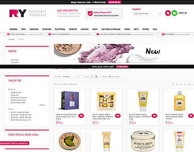 Australia’s Largest Online Beauty Retailer – RY - Website Creation