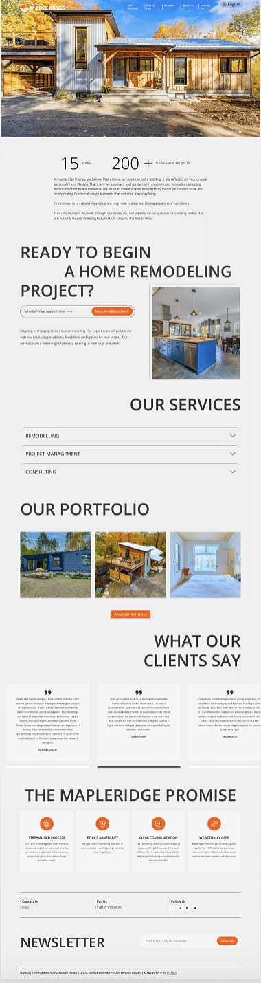 Habitations Mapleridge Homes Website Redesign - Website Creation