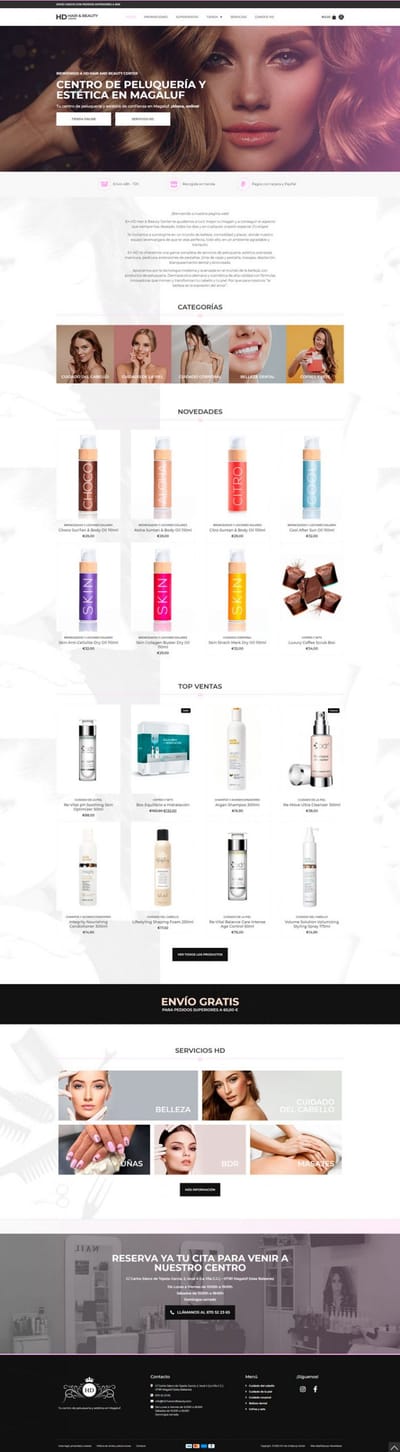 Diseño Web Ecommerce para HD Hair & Beauty Center - Creación de Sitios Web