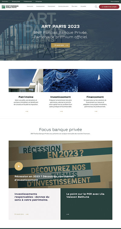 Développement du site Banque Privée (BNP Paribas) - Création de site internet