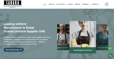 custom, seo friendly website developed for Sahara Uniforms - Application web
